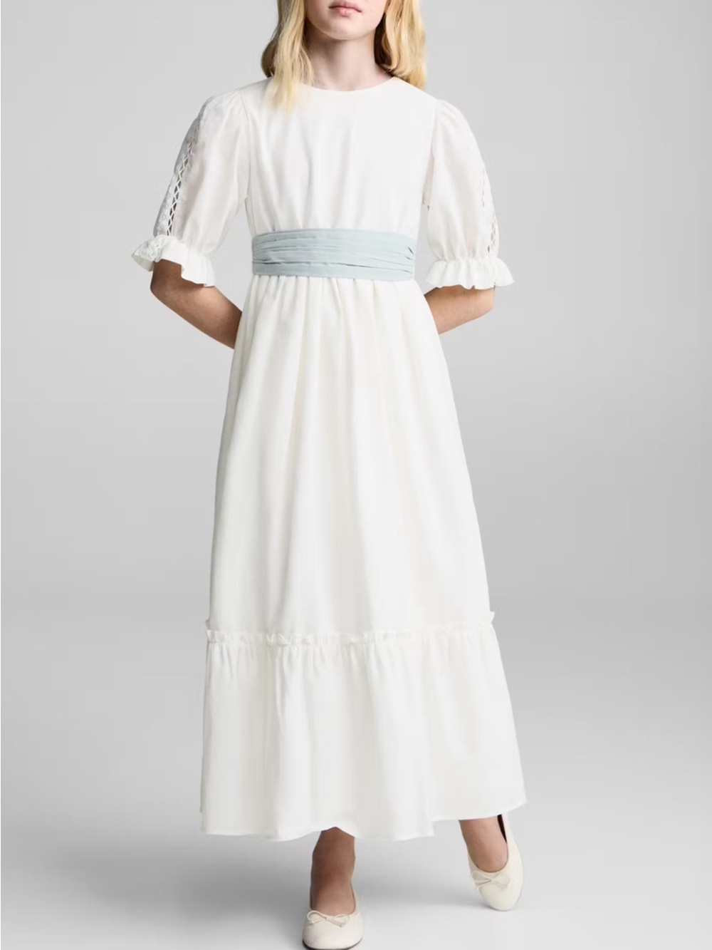 MANGO RUFFLED LINEN DRESS